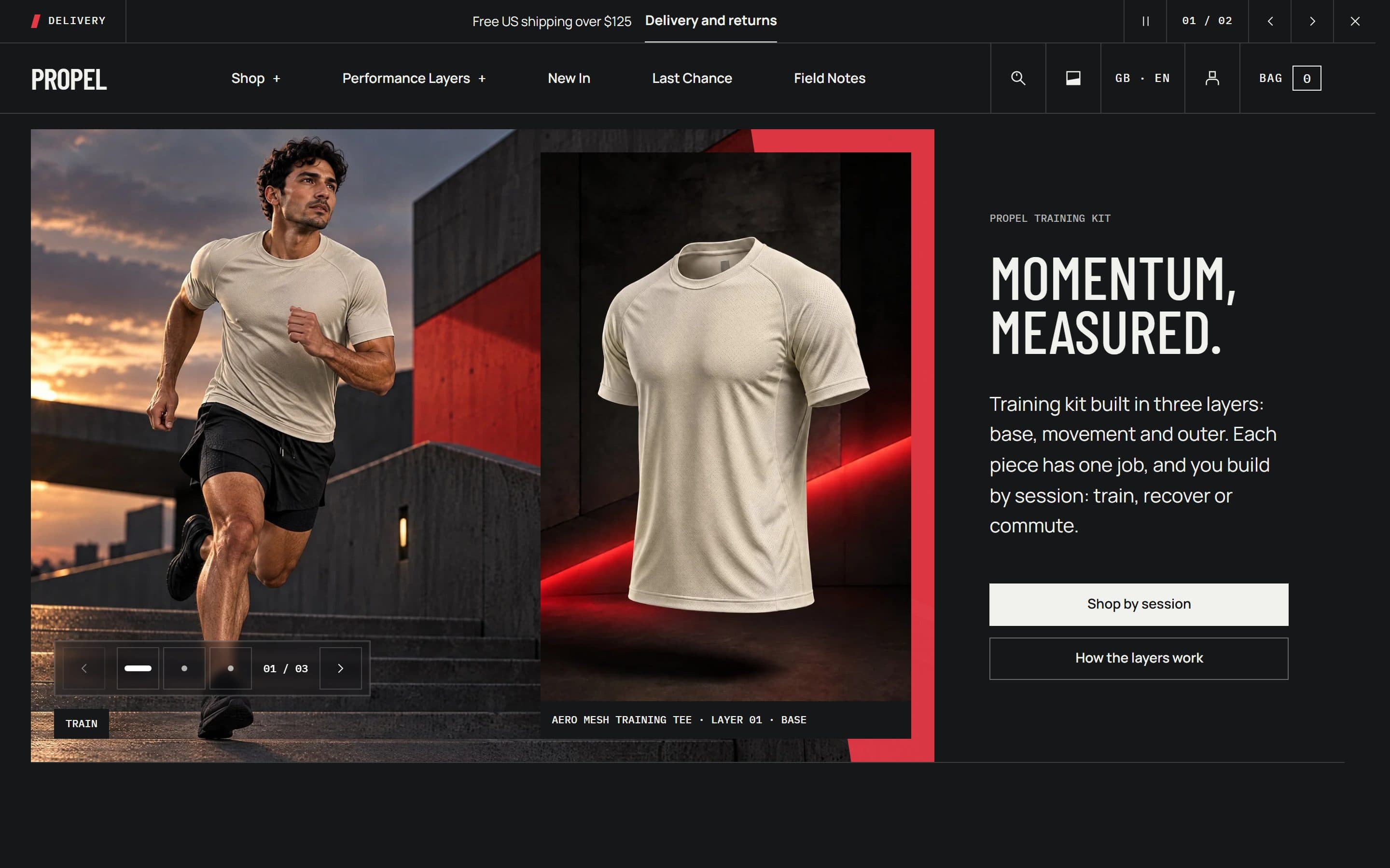 Propel home page with the transition hero